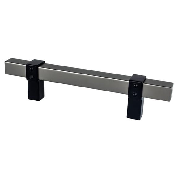 96 mm Center to Center Rivet Rebel Cabinet Pull, Slate Bar & Matte Black