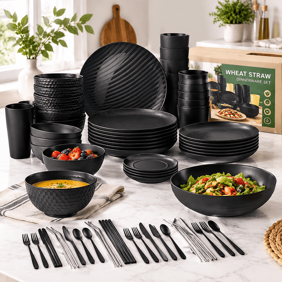 Colorable Silverware 96-piece Plates And Sets For 8 With Flatware Dinnerware - Walmart.com