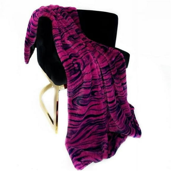 96 x 110 in. Galaxy Faux Fur Luxury Throw Blanket, Fuchsia Black
