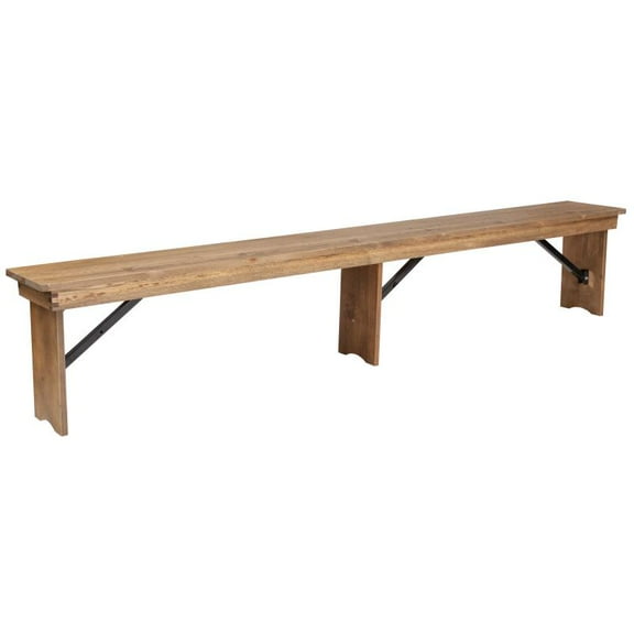 96" x 12" Solid Pine Folding Farmhouse Dining Bench in Antique Rustic Finish