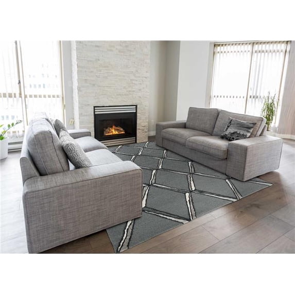 96 x 120 in. Charcoal or Silver Wool or Viscose Rug