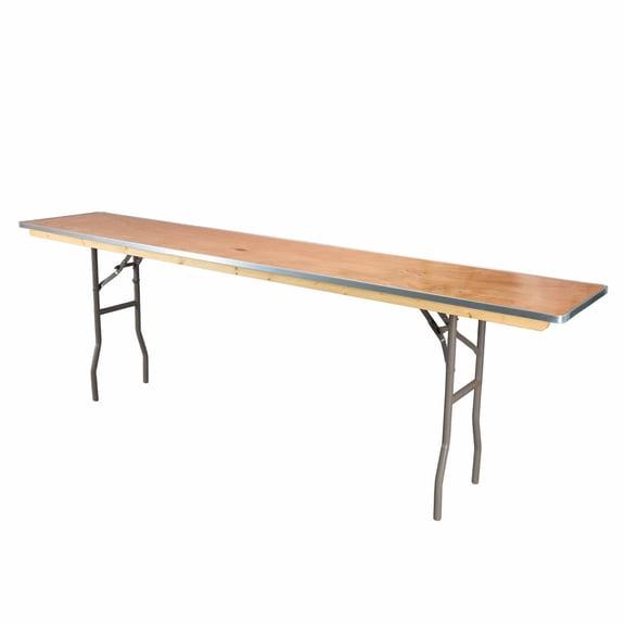 96" x 18" (8 Foot) Gray Rectangle Heavy Duty Plywood Folding Table by Chivari