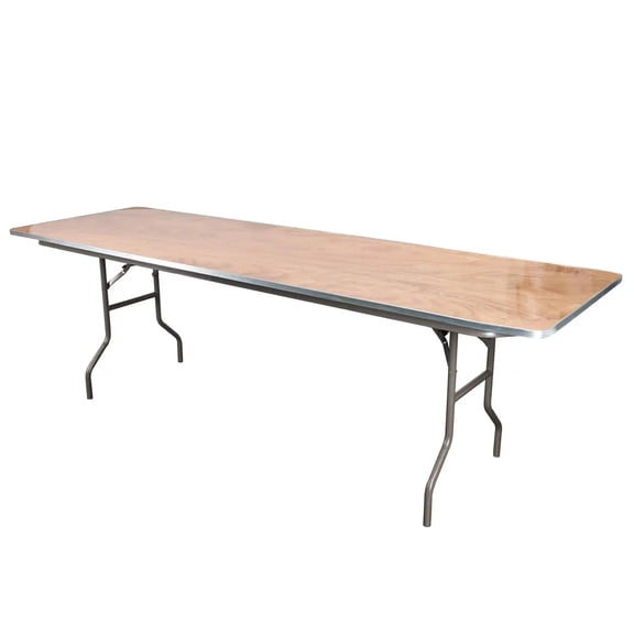 96" x 30" (8 Foot) Rectangle Plywood Folding Table with Steel Skeleton by Chivari