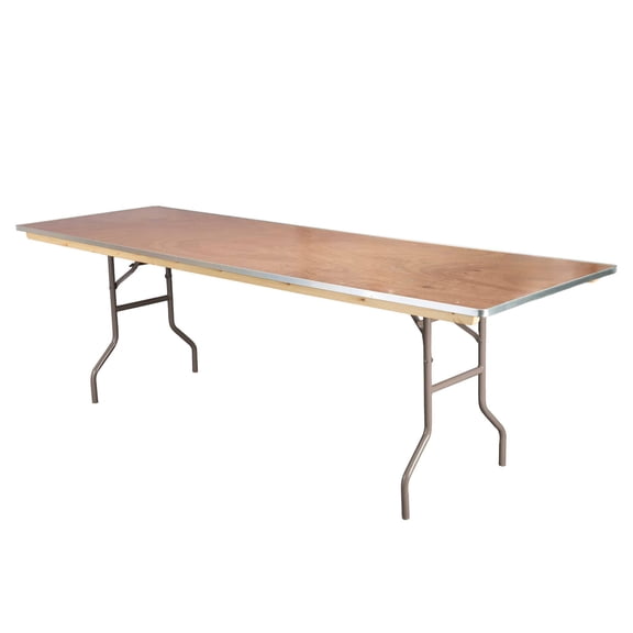 96" x 30" (8 Foot) Rectangular Heavy Duty Plywood Folding Banquet Table with Warm Gray Legs by Chivari