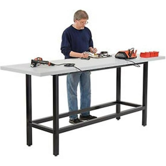 96 x 30 in. Standing Height Workbench - Plastic Laminate Square Edge - Black