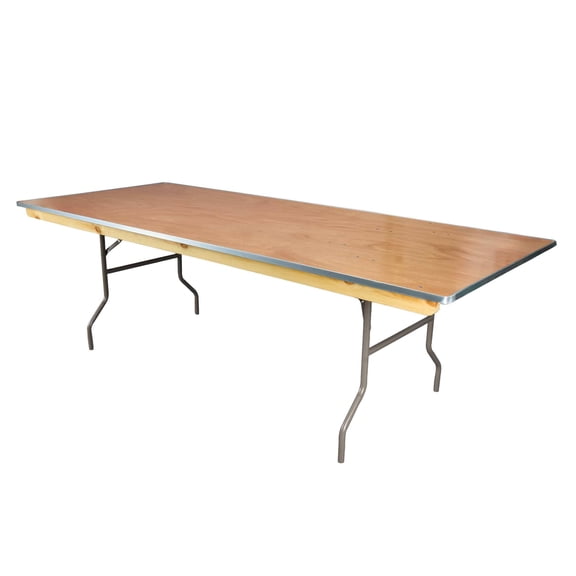 96" x 40" (8 Foot) Gray Rectangle Heavy Duty Plywood Folding Table by Chivari