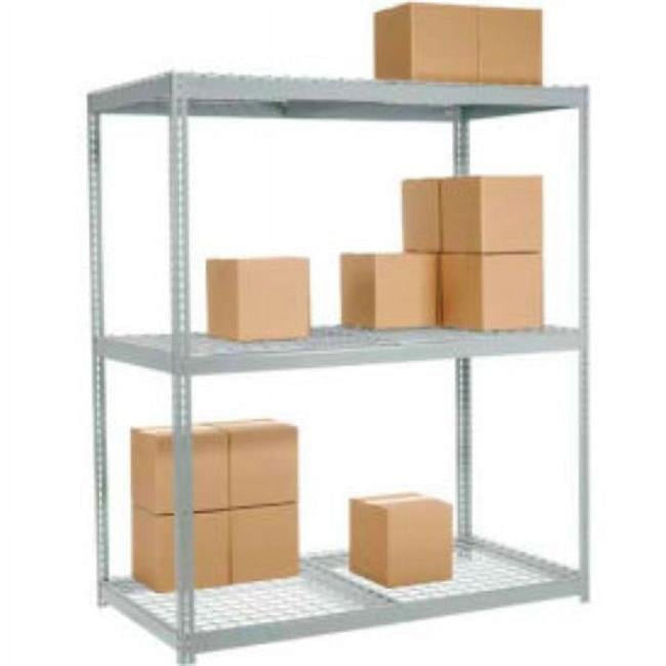 96 Combi Rack 96 x 48 x 24 in. 3 Shelves Wide Span Rack with Wire Deck, Gray ...