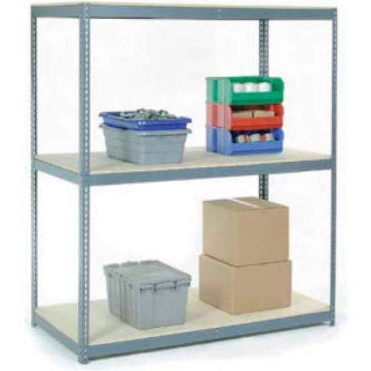 96 x 48 x 36 in. 3 Shelves Wide Span Rack with Wood Deck, Gray ...
