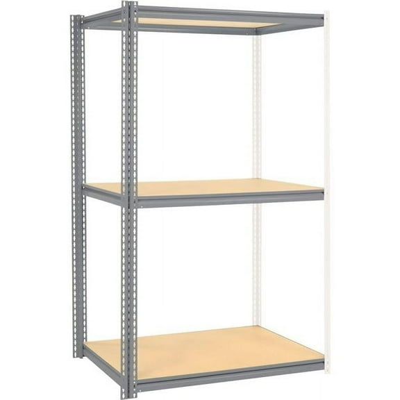 96 x 48 x 48 in. High Capacity 3 Levels Add-On Rack with Wood Deck, Gray