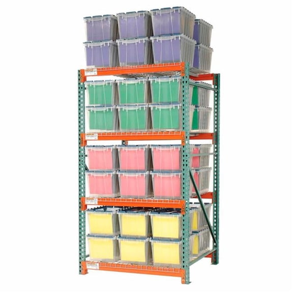 96 x 48 x 48 in. Record Starter Storage Rack with Polyethylene Box, Gray