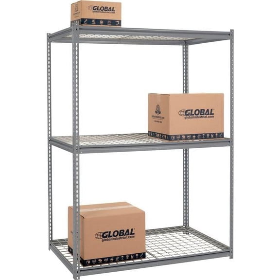 96 x 60 x 48 in. High Capacity 3 Levels Starter Rack with Wire Deck, Gray