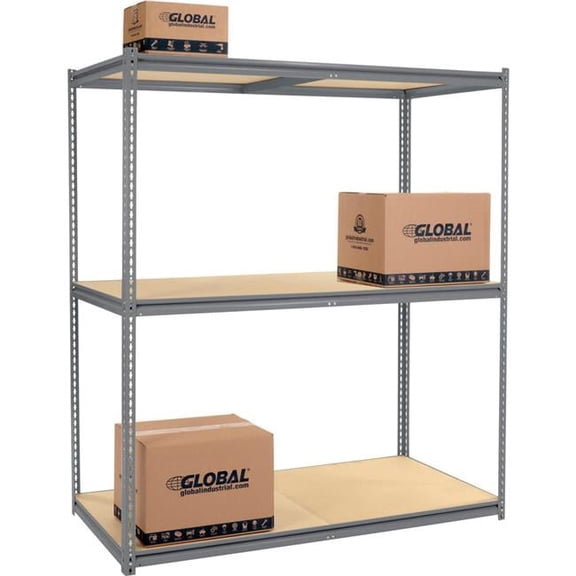 96 x 72 x 36 in. High Capacity 3 Levels Starter Rack with Wood Deck, Gray