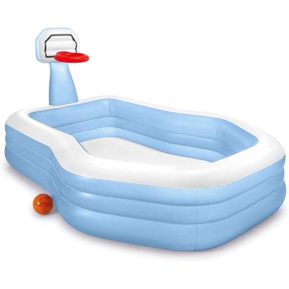 96" x 78" x 28" Inflatable Jungle Adventure Play Center Spray Kiddie Pool – Outdoor Blow-Up Splash Pad for Toddlers, Backyard Kids Water Slide