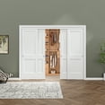 thumbnail image 1 of 96'' x 80'' Bypass Sliding Closet Door, 2 Panel Solid Core & White Wood Texture Frame, Pre-assembled Door Panels for Easy Installation, 1 of 10