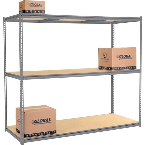 96 x 96 x 48 in. High Capacity 3 Levels Starter Rack with Wood Deck, Gray