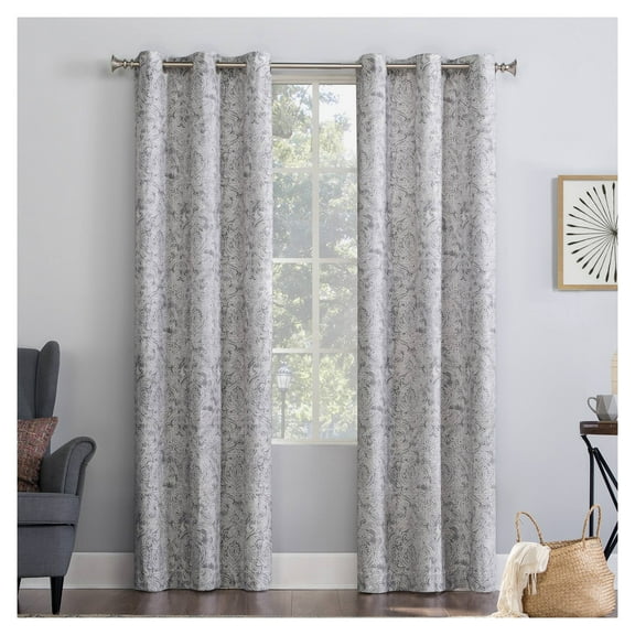 96"x40" Kenji Medallion Draft Shield Fleece Insulated Energy Saving Grommet Top Room Darkening Curtain Panel Gray - No. 918