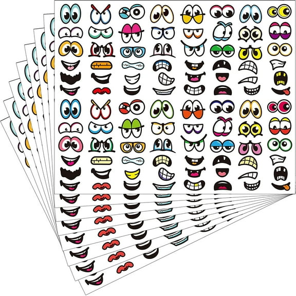960 Halloween Pieces Stickers Eyes Mouth Cartoon Stickers Labels for Art Craft DIY Scrapbook (Multi-Color)