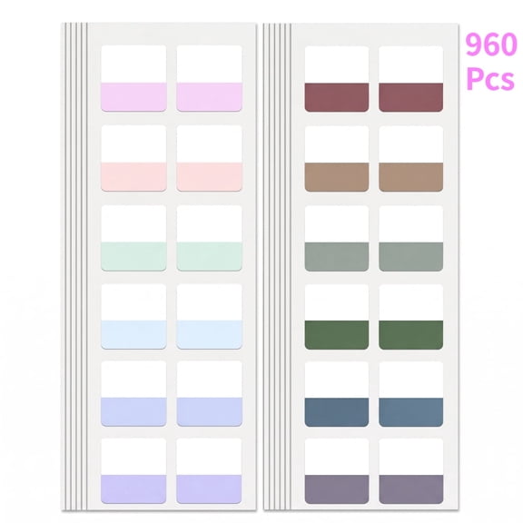960 Pcs 1" 12-Color Sticky Index Tabs, Repositionable Page Annotation Tabs for Bible Notebook File Folder Classification