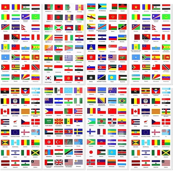 960 Pcs World Flag Stickers, 192 Countries Flag Sticker, Waterproof PVC International Country Flags Stickers, Mini World Flags Travel Sticker for Scrapbook Theme Party Decor Planner Journal