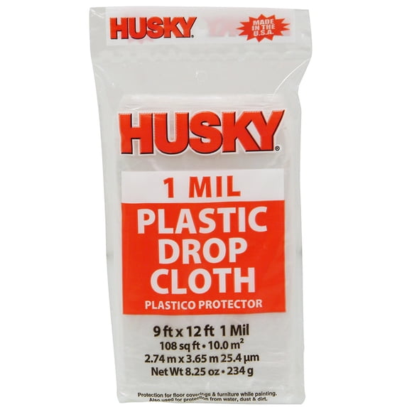 960-Rolls of 9’ x 12’ Poly - America DCHK-01 Husky Plastic Dropcloth, 1-Mil