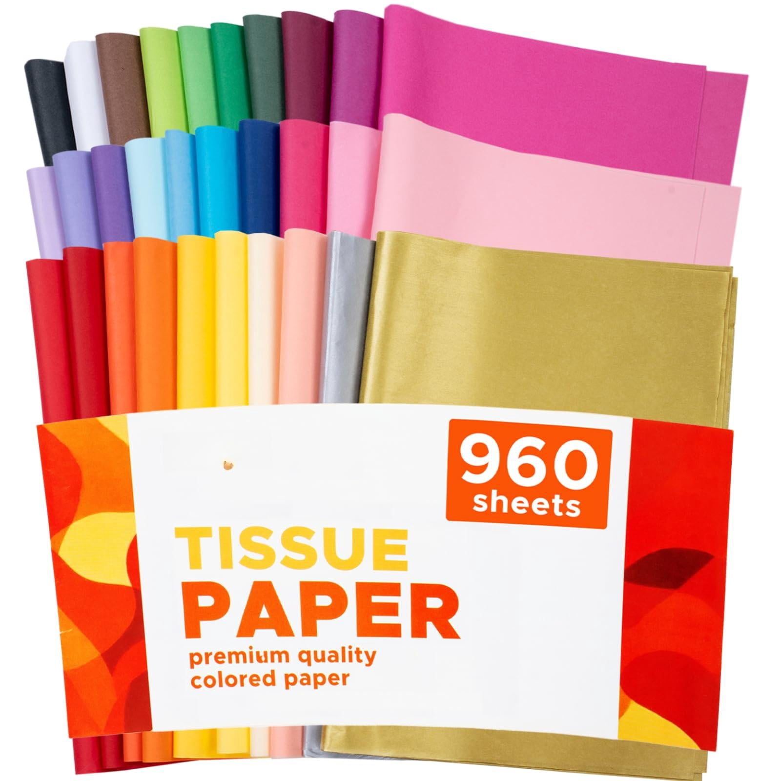 960 Sheets Colored Tissue Paper Bulk  14"x10" 30 Vibrant Colors - Include Acid Free Wrapping For Gift Bags Art Crafts Party Decors Valentine Birthday Wedding Xtmas