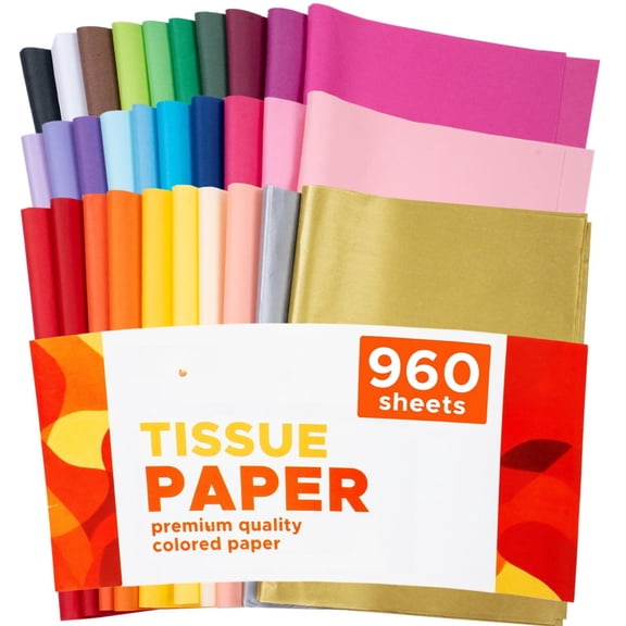 960 Sheets Colored Tissue Paper Bulk 14"x10" 30 Vibrant Colors - Include Acid Free Wrapping For Gift Bags Art Crafts Party Decors Valentine Birthday Wedding Xtmas