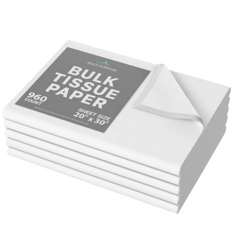 White Recycled Tissue Paper, 20x30 Carton of 4, Bulk 960 Sheet Packs
