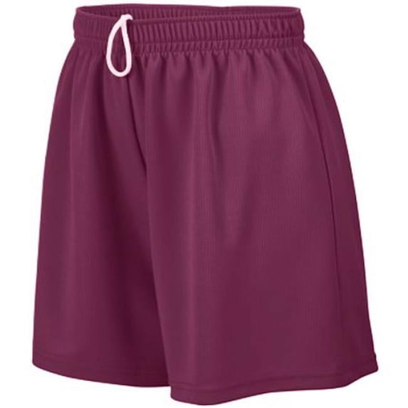960A Ladies Wicking Mesh Short, Maroon - 2X
