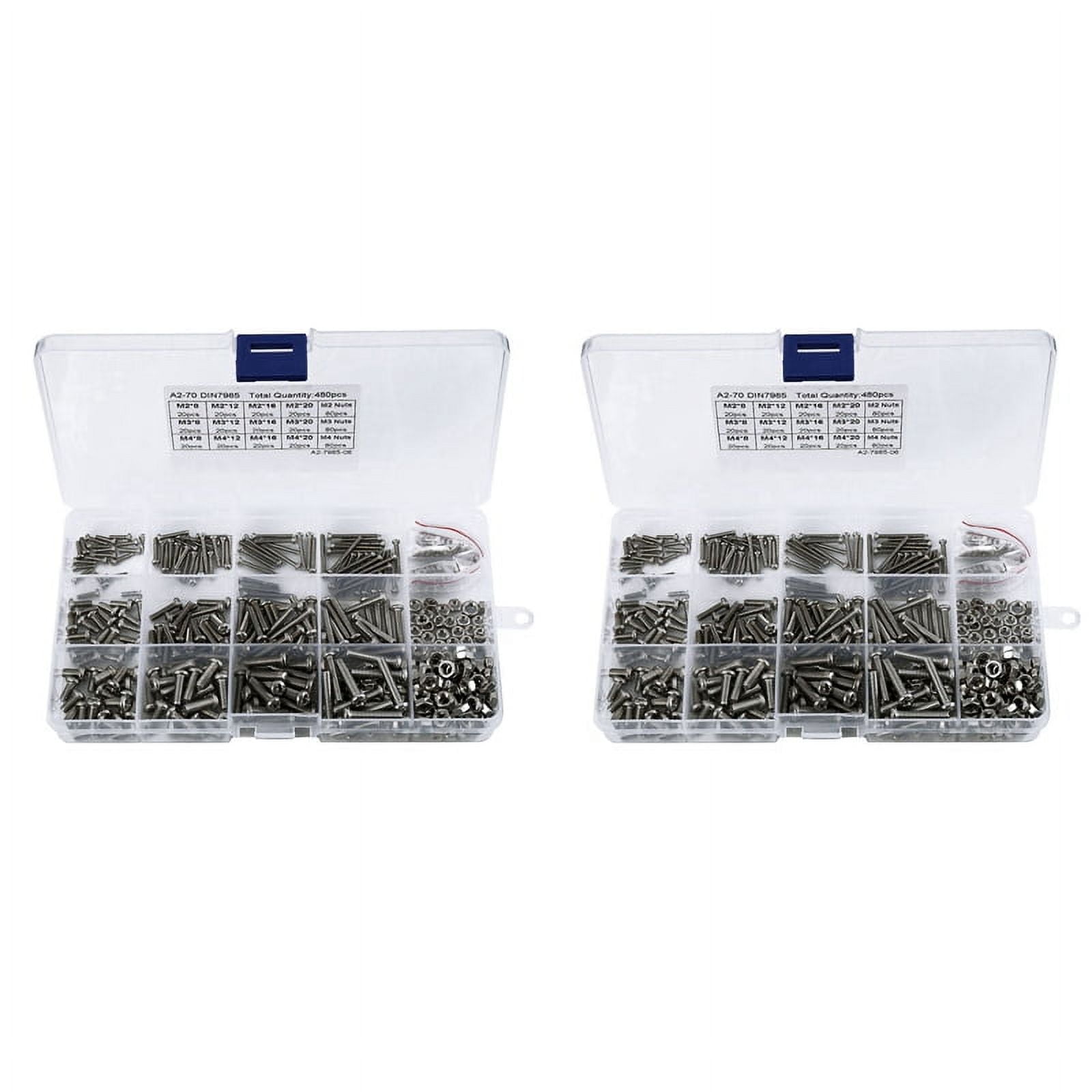 960Pcs/Set M2 M2.5 M3 Din7985 Gb818 Steel  Recessed Pan Head Screws  Screws Assortment Kit Hw028