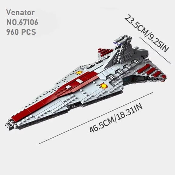 960pcs High-tech Moc Venator Attack Cruiser Fighter Destroyer Brick Technical Model Building Star Blocks Space Ship Toys