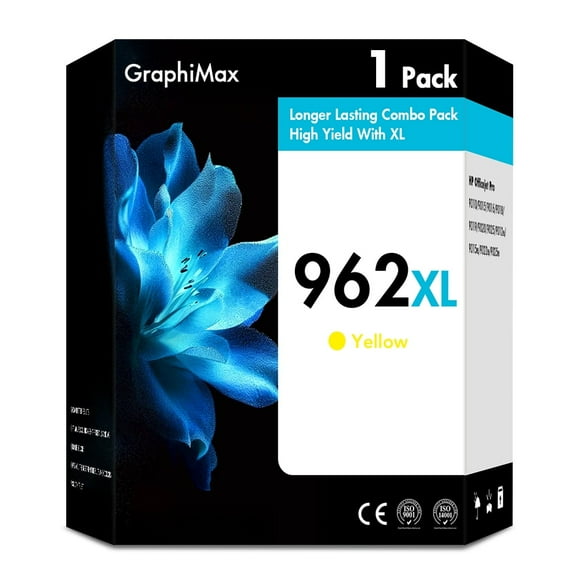 962 962XL Ink Cartridges Compatible for HP 962XL 962 Color Ink for OfficeJet Pro 9015 9020 9018 9025 9010 9018 9019 Printer (1 Pack Yellow)