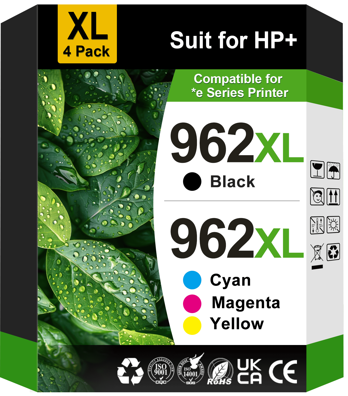 962 Ink Compatible for HP 962 Ink Cartridges for HP 962 962XL ( Black, Cyan, Magenta, Yellow, 4 Pack