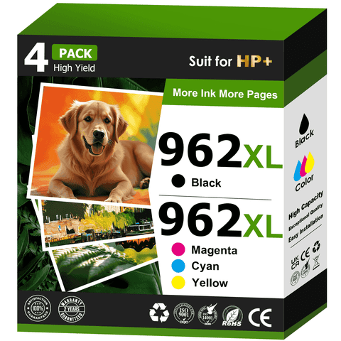 962 Ink Compatible for HP 962 Ink Cartridges for HP Ink 962 (Black Cyan Magenta Yellow, 4 Pack)