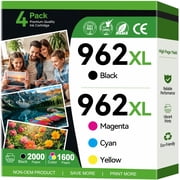 962 Ink Compatible for HP 962 Ink Cartridges for HP Ink 962 Black Cyan Magenta Yellow, 4 Pack