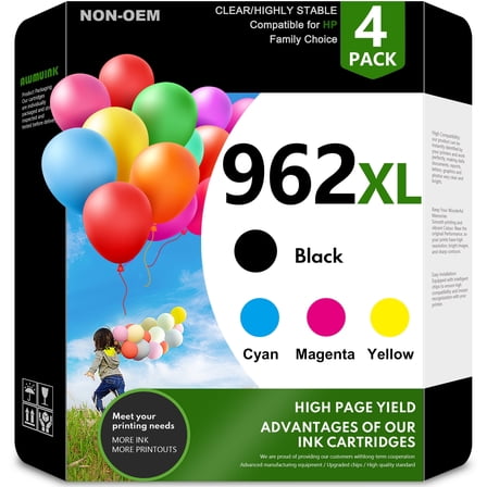 962XL Ink Cartridges Combo Pack 962 Ink Compatible for HP 962 XL Ink Cartridges Works with HP 962 Ink OfficeJet 9010 9015e Printers(4 Pack)