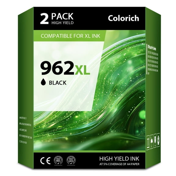 962XL Ink Cartridge 2-Pack Black Compatible for HP962XL Works with OfficeJet Pro 9015e 9015 9010 9022e Series Printer