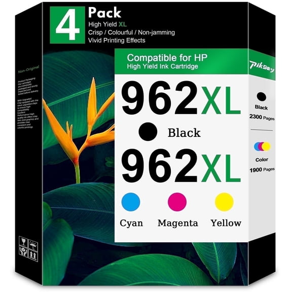 962 XL 962XL Ink Cartridges Combo Pack (4 Pack) - Compatible for HP 962 Ink Cartridges, Works with 962XL Cartridge Printers