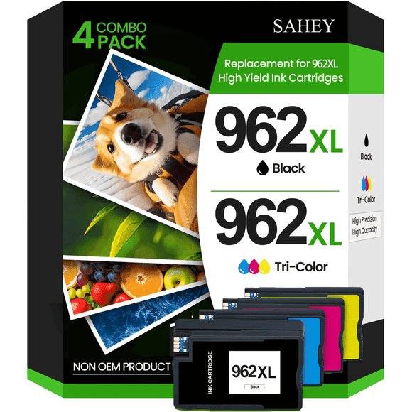 962XL Ink Cartridge Combo Pack Compatible for HP 962XL 962 XL for OfficeJet 9012e Office Pro 9010e 9014e 9015e 9018e 9019e 9022 9025 9028 9020 (Black, Cyan, Magenta, Yellow, 4-Pack)