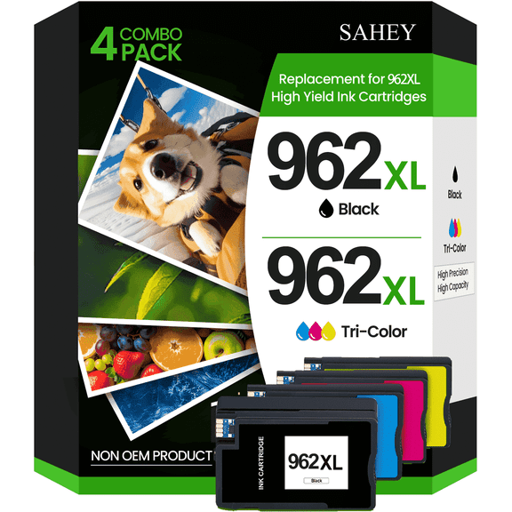 962XL Ink Cartridge Combo Pack Compatible for HP 962XL 962 XL for OfficeJet 9012e Office Pro 9010e 9014e 9015e 9018e 9019e 9022 9025 9028 9020 (Black, Cyan, Magenta, Yellow, 4-Pack)