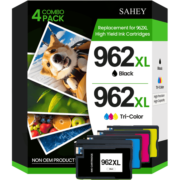 962XL Ink Cartridge Combo Pack Compatible for HP 962XL 962 XL for OfficeJet 9012e Office Pro 9010e 9014e 9015e 9018e 9019e 9022 9025 9028 9020 (Black, Cyan, Magenta, Yellow, 4-Pack)