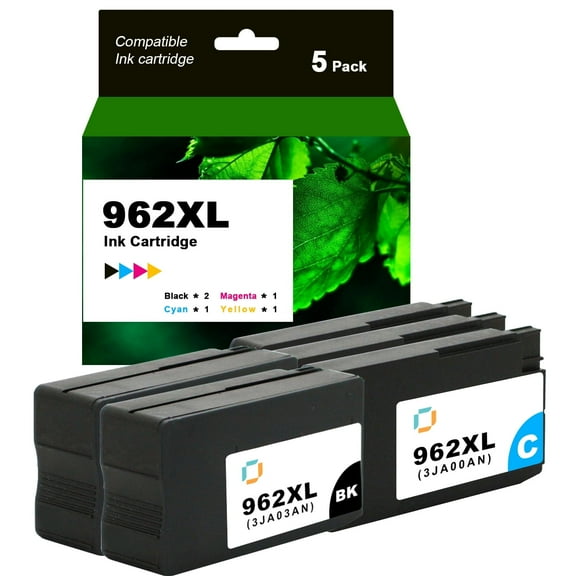 962XL Ink Cartridge Replacement Compatible for HP 962XL 5 Pack to use with OfficeJet Pro 9010, 9012, 9013, 9014, 9015, 9015e, 9016, 9018, 9019, 9020, 9022, 9023, 9025, 9025e, 9026, 9028 Printer