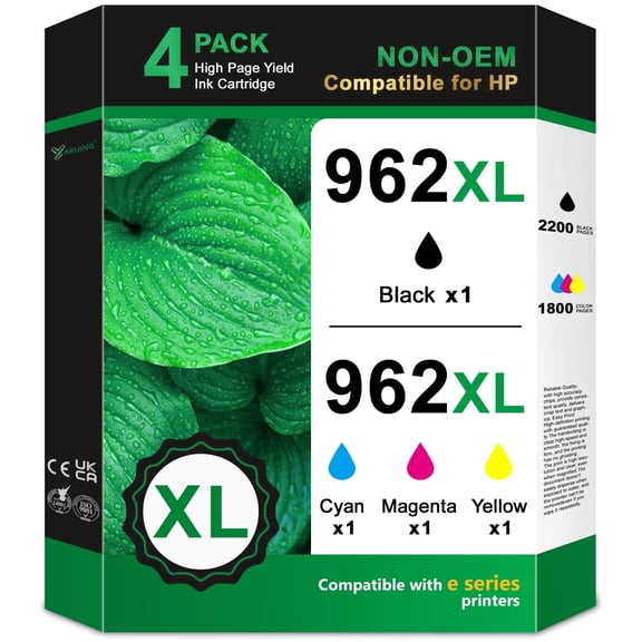962XL Ink Cartridges Compatible for HP 962 XL 962 Ink Cartridges for 9018e 9015e 9015 Printers (4 Pack)