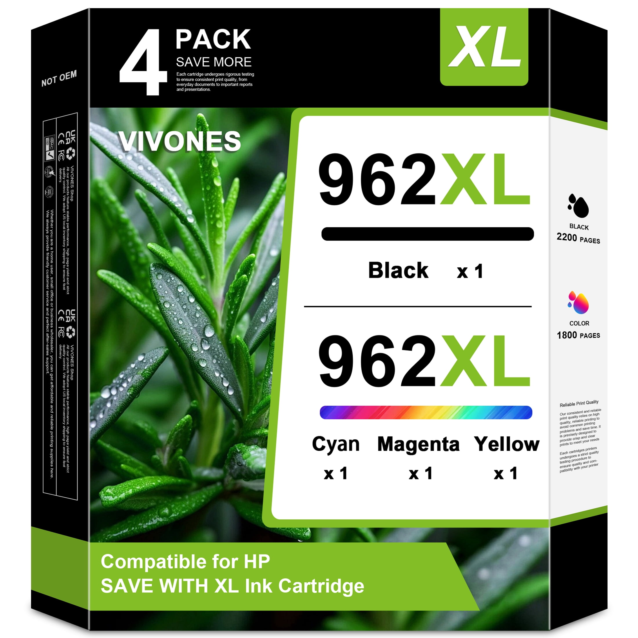 962XL962 Ink Cartridges Compatible for HP 962 XL Ink Cartridge Work for Officejet Pro 9015e 9010 9025e 9015 9025 9018e 9025e 9020 Printers (4 Pack)