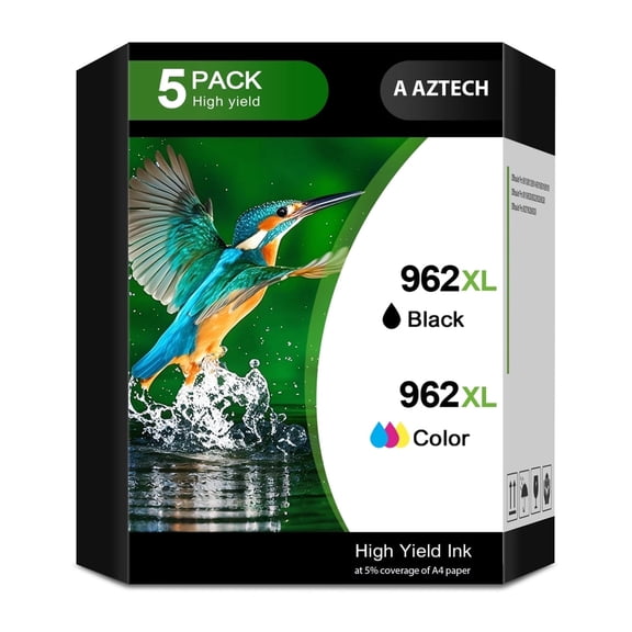 962XL Ink Cartridges Compatible for 962 962XL Printer Ink Combo Pack for OfficeJet Pro 9015 9010 9016 9025 9022 9018 9019 9020 9025 9012 (5 Pack, 2 x Black, Cyan, Magenta, Yellow)