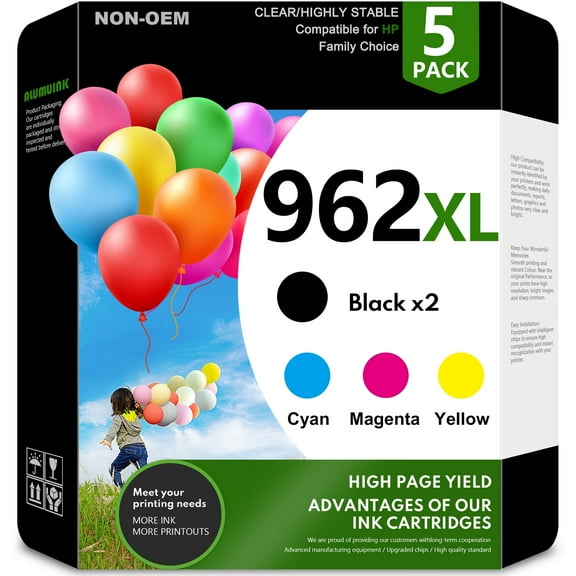 962 XL Ink Cartridges 962XL Compatible for HP 962 Ink Cartridge for  HP 962XL Ink Cartridge OfficeJet 9012e HP OfficeJet Pro 9010 Printer  (5Pack)