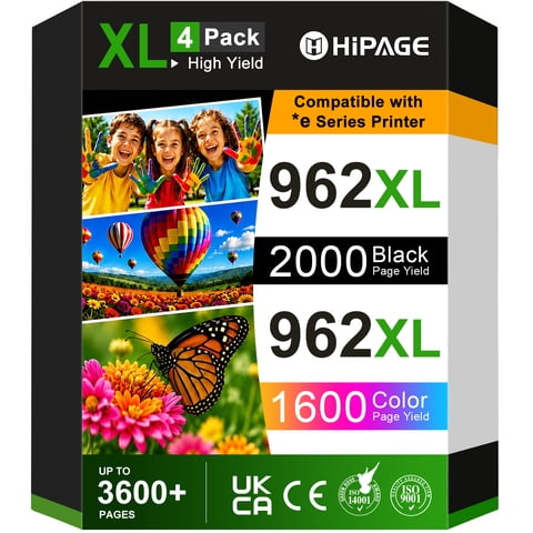 962 Ink Cartridges Compatible for HP 962 XL Ink Cartridges Combo Pack for 9015e 9025e 9018 Printer, 4 Pack