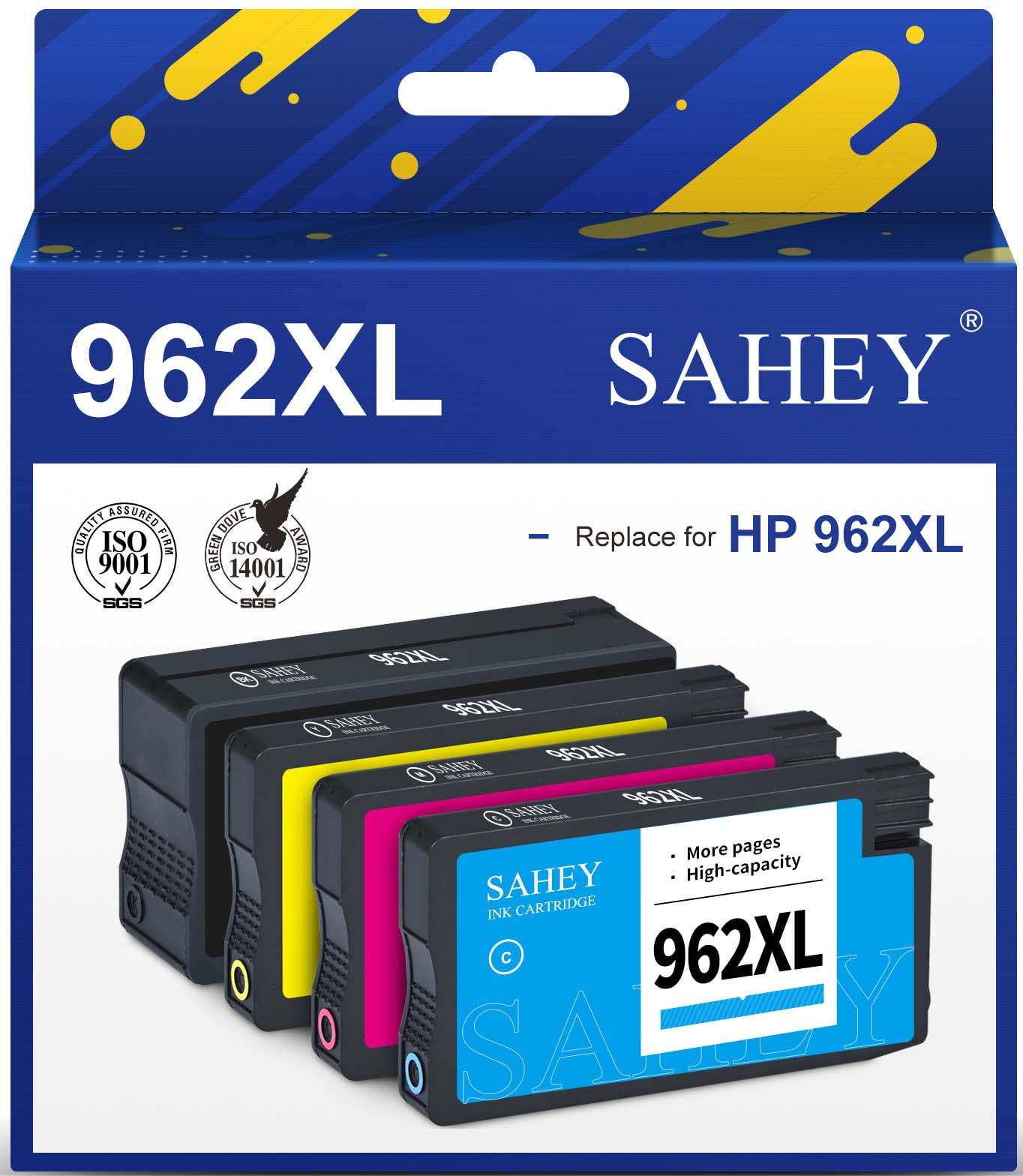 962XL Ink Cartridges for HP 962 Ink Cartridge with HP Officejet Pro 9010  9012 9015 9015 9018 9025 9020 9026 9028 (1 Black, 1 Cyan, 1 Magenta, 1