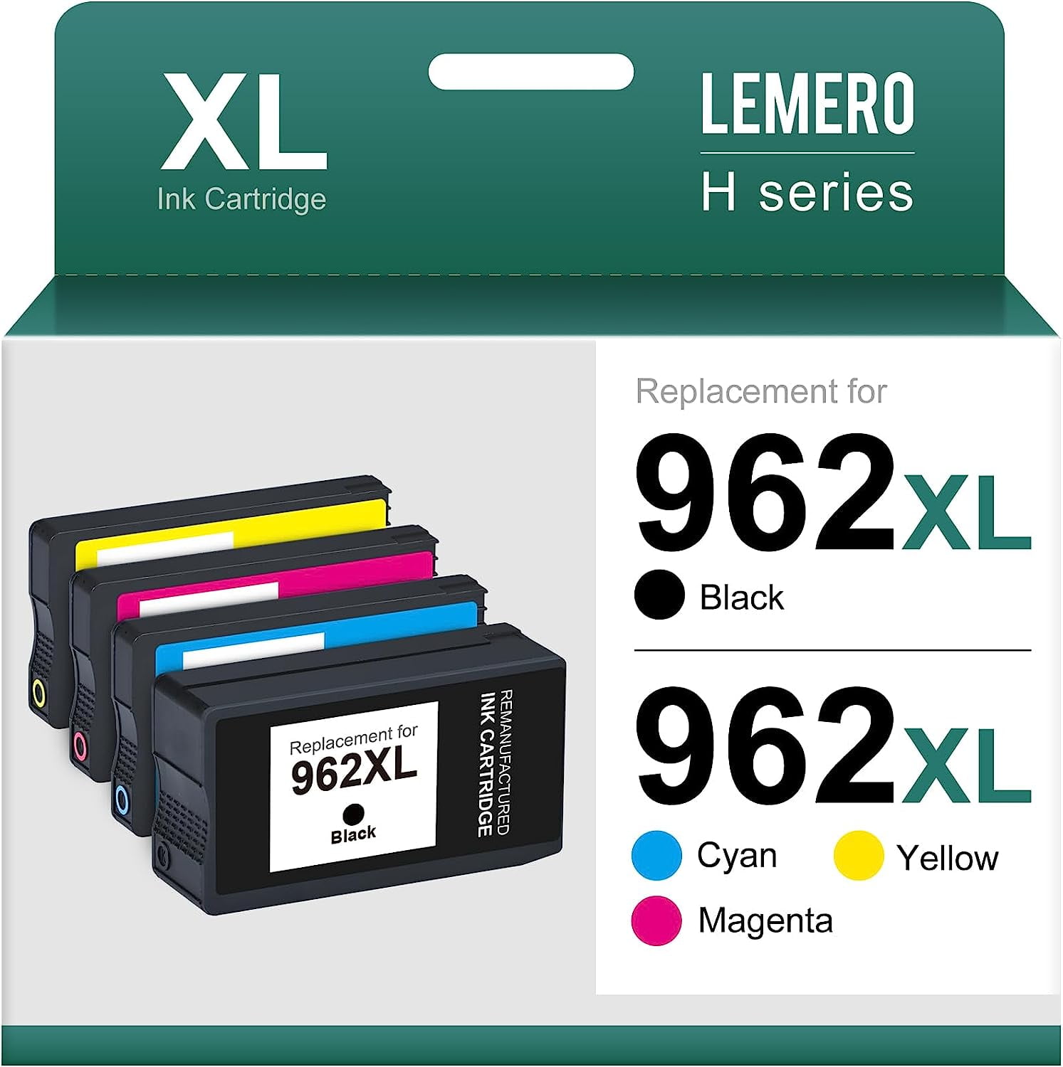 962XL Ink Cartridges for HP Printer Ink 962 962 XL for OfficeJet 9015 9020 9010 9025 9012 9026 Printer (Black Cyan Magenta Yellow, 4-Pack) - Walmart.com