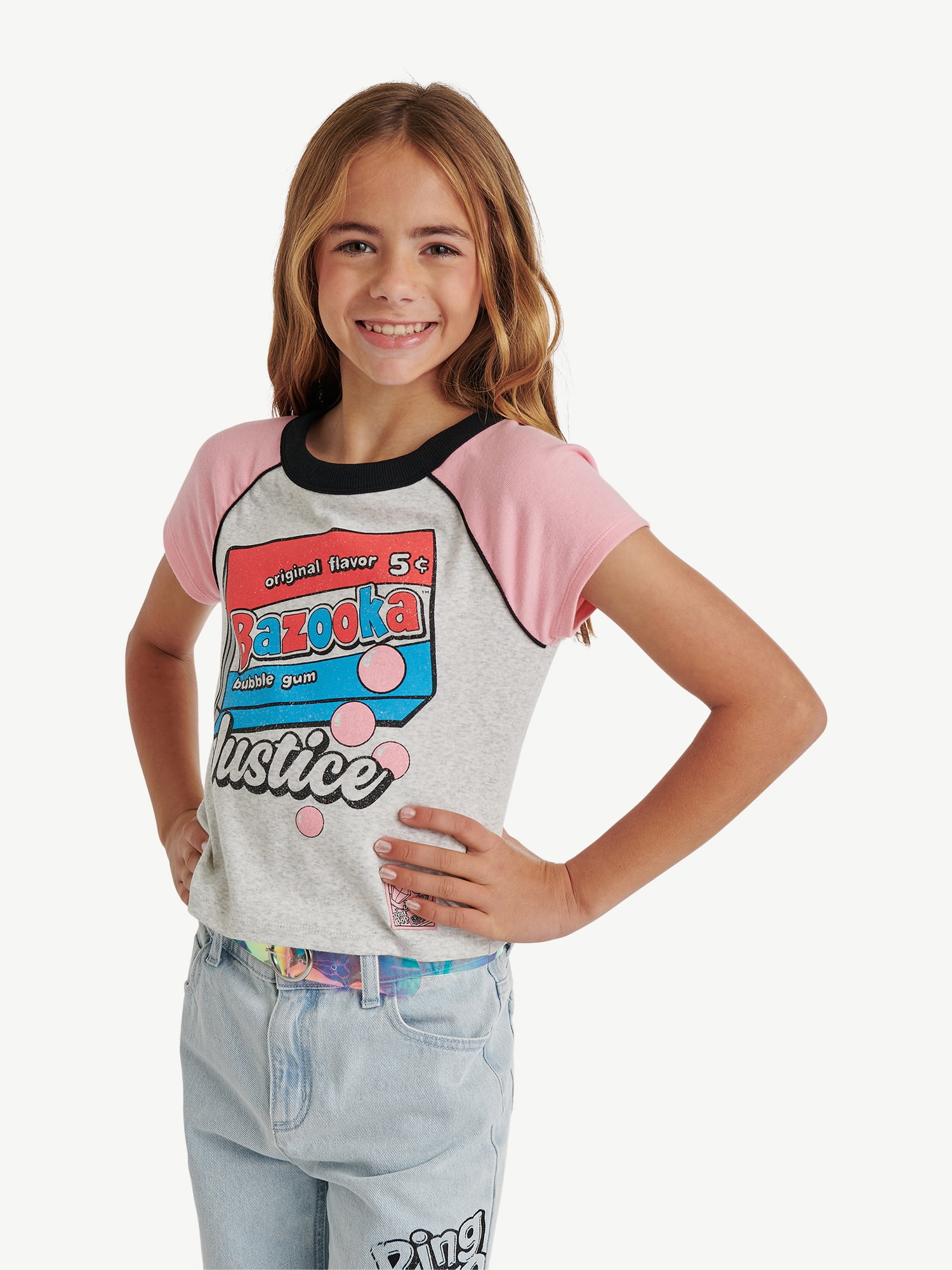 Justice Girls Ring Pop Collab Raglan Baby Tee, Sizes XS-XLP