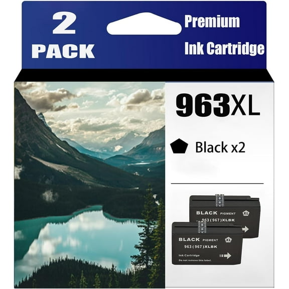 963 XL Ink Cartridges High Yield Compatible for HP Officejet Pro 9010 9012 9013 9014 9015 9016 9019 9020 9022 9025 Refill Replacement Combo Pack Cartridge, Black × 2